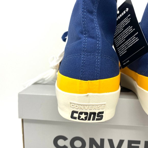 CONVERSE Mens 169006C JACK PURCELL PRO P Navy Citrus Egret Canvas Hi Top Sneaker - Picture 5 of 12